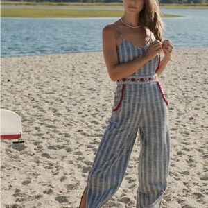 RAGA Blue and White Plaid Jumpsuit